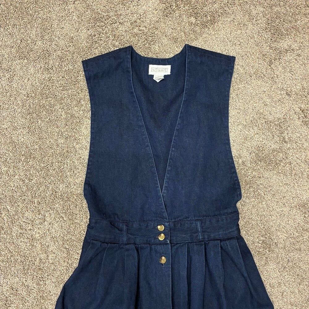 VTG Lands End 90s Denim Midi Dress Size 8 Blue USA Cottagecore Western Prarie - Picture 10 of 11